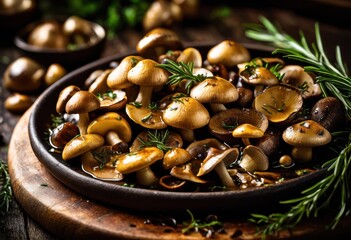 Fototapeta premium close mushrooms showcasing vibrant colors delicious textures perfect culinary inspiration gastronomic presentation, gourmet, organic, fresh, ingredient, savory