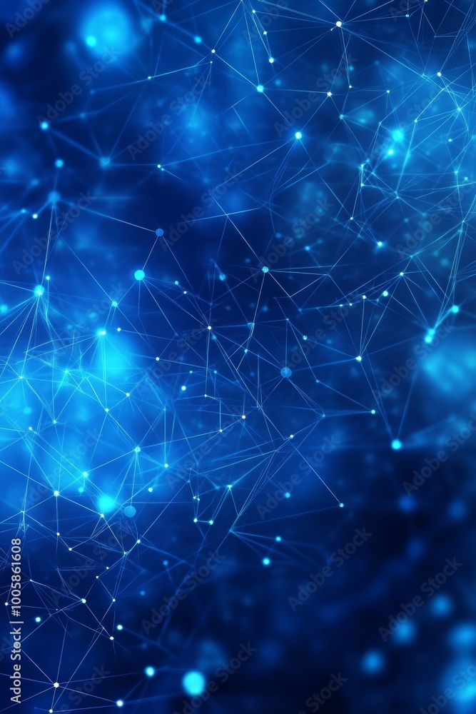 Poster abstract technology background, network connection, digital cyberspace with particles and lines