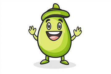 A Vector stylized logo of cute and funny pistachio character, isolated on white background