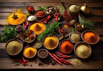 vibrant visual journey through diverse spices ingredients celebrating culinary heritage flavorful traditions across cultures, abundance, array, artisanal