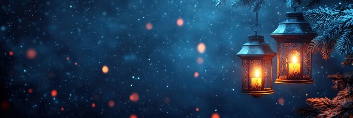 Festive Lanterns Glow in Winter Wonderland