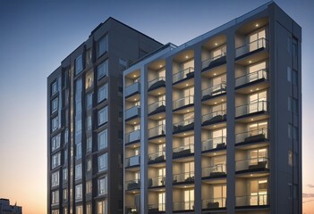 Fototapeta premium Facade view of modern building - Illustration