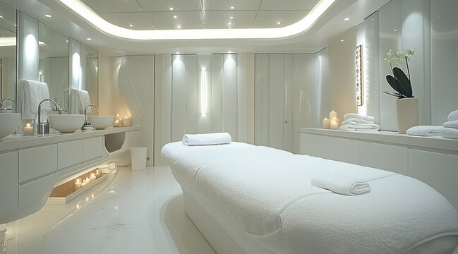 White med spa room, clean luxury.