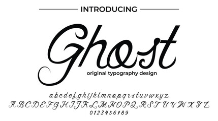 Ghost Font Stylish brush painted an uppercase vector letters, alphabet, typeface