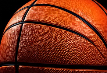 Fototapeta premium detailed close basketball texture emphasizing complex surface patterns under dramatic lighting conditions, design, shadow, highlight, spherical, rubber