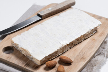 Christmas almond nougat isolated on white background.