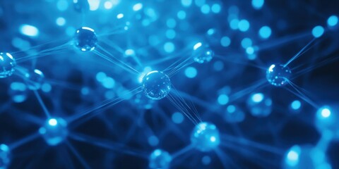 a blue background with a network of molecules