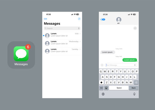 Lombok, Indonesia - August 11, 2024: Message application interface. Apple imessage template.