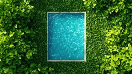 Clear Water Pool Surrounded by Green Grass