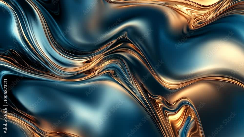 Aufkleber abstract blue and gold liquid swirls create a dynamic and mesmerizing pattern