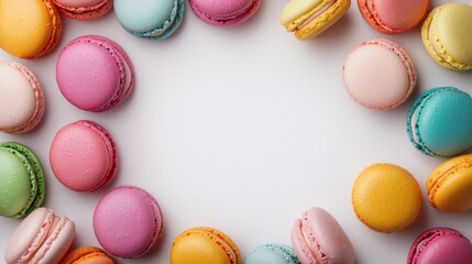 Obraz premium Colorful Macaroons on White Background