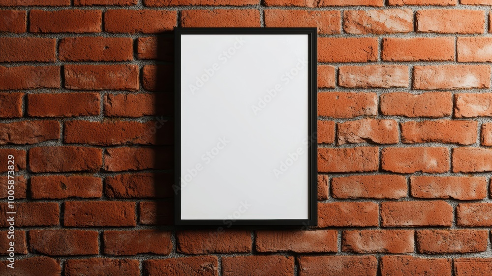 Aufkleber empty frame on a brick wall for custom artwork display