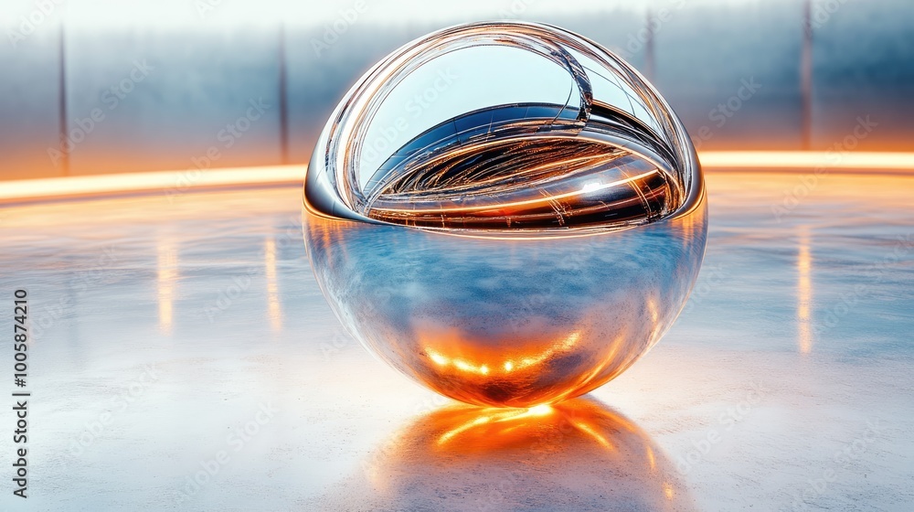 Poster a reflective sphere showcases intricate light play, creating an enchanting visual experience on a sm