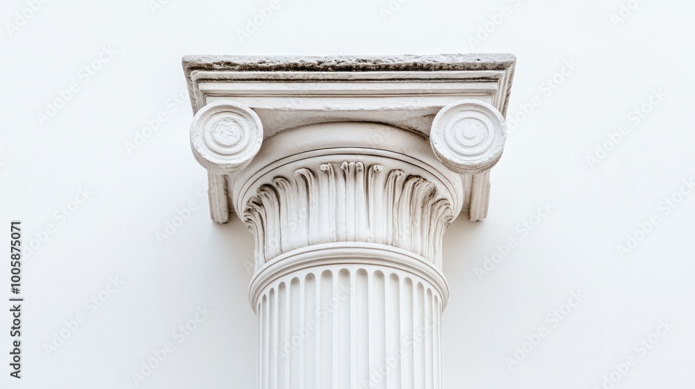 Poster a close-up of a classical white column showcasing intricate design elements.