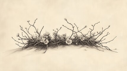 Fototapeta premium Glory to Dust: Withered Flower Crown in Dust, Reflecting Ephraim's Leadership Defeated by Pride and Arrogance
