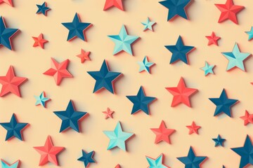 Pattern layout of success symbols like stars and checkmarks.
