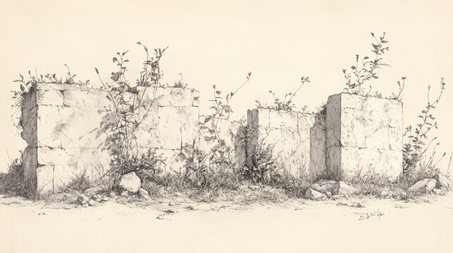 Edom&rsquo;s Ruins Overrun by Wilderness: A Biblical Illustration of Thornbushes, Nettles, and Animals, Depicting God&rsquo;s Judgment