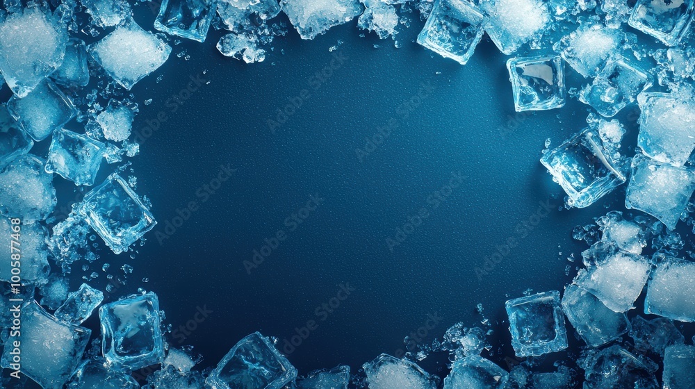 Poster ice cubes on a dark background with clipping path