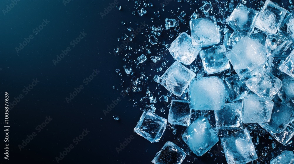 Poster ice cubes with clipping path on dark background