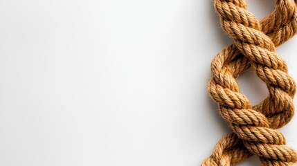 Twisted Linen Rope on White Background
