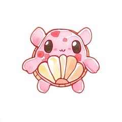 Fototapeta premium Cute Cartoon Turtle with Shell Watercolor Illustration
