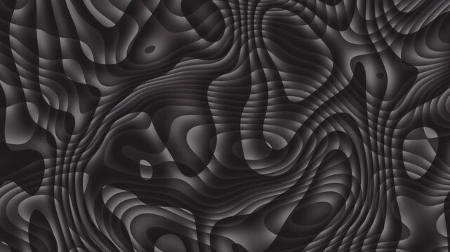 Topographic-map-relief-Black and white abstract wallpaper with floral patterns and textured waves, featuring a vintage design that blends natural elements for a decorative backdrop