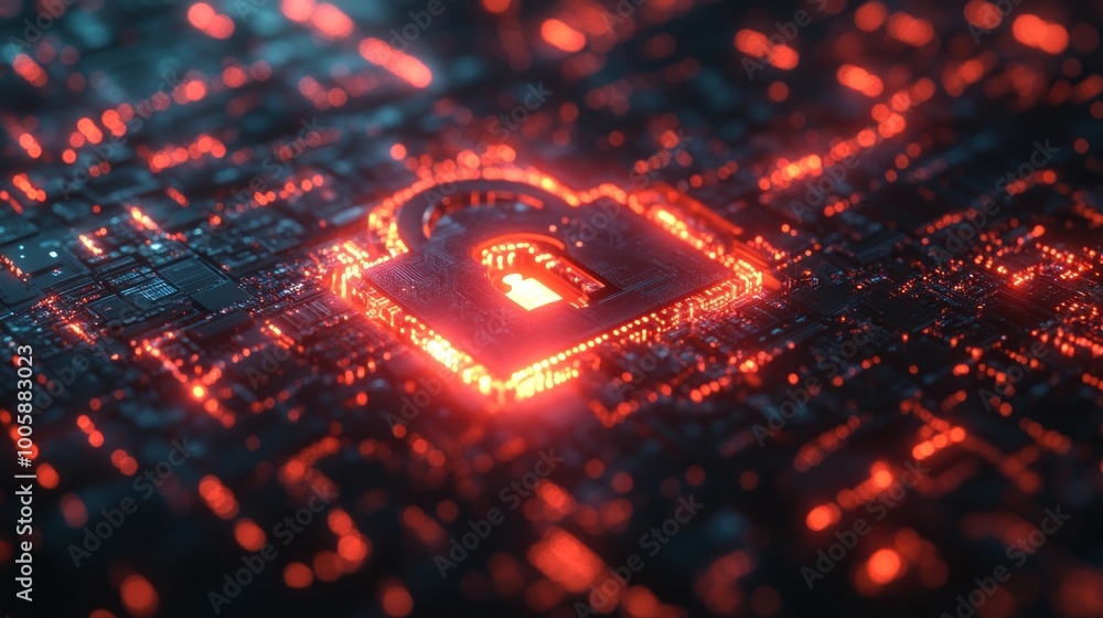 Poster cybersecurity concept: locked and secure
