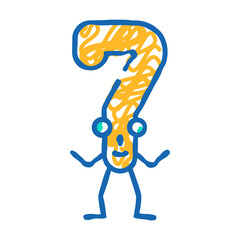 seven number character doodle icon sketch vector. seven number character sign. isolated symbol illustration