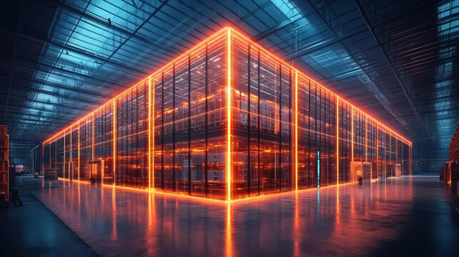 Futuristic Distribution Hub - AR Visualization of Smart Logistics Operations