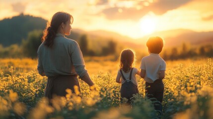 Family Silhouette at Sunset