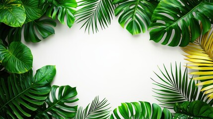 Green Leaves on White Background Design