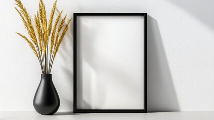 Minimalist Black Frame Mockup on White Background