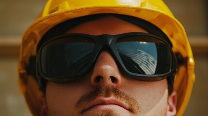 Construction site safety campaign, emphasizing the importance of protective gear.