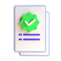 3D check mark icon, verified badge with checkmark, approved icon, best choice for right, accept, like or correct symbol, 3d render illustration