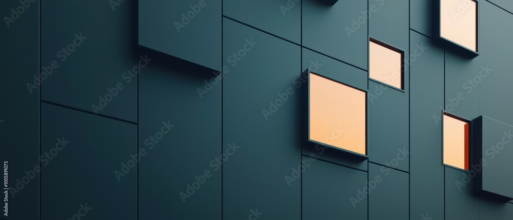 Poster black building with minimal windows modern and functional architecture in an industrial area