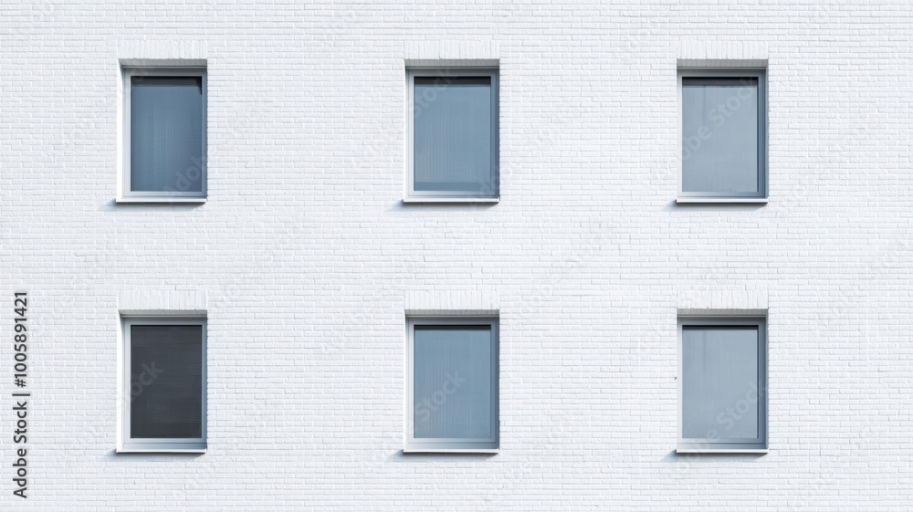 Poster white brick building with minimalist design for functional public use
