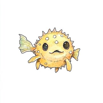 recommend clip art: Cute Cartoon Yellow Puffer Fish Illustration