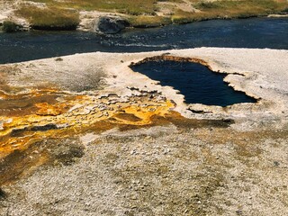 South Scalloped Spring on the Firehole River in the Upper Geyser Basin, Yellowstone National Park in Wyoming.