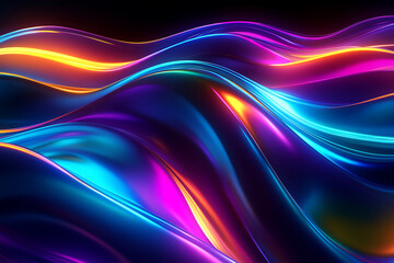 Naklejka premium Abstract Neon Waves in Vibrant Colors