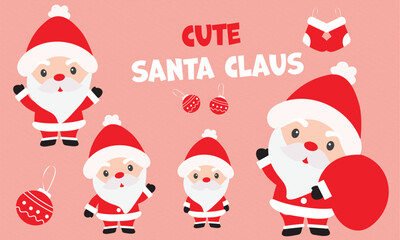 Santa Christmas Set Clipart