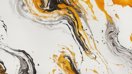 Fototapeta premium Gray, orange and gold Marble ink abstract art background. Luxury abstract fluid art painting ink technique.