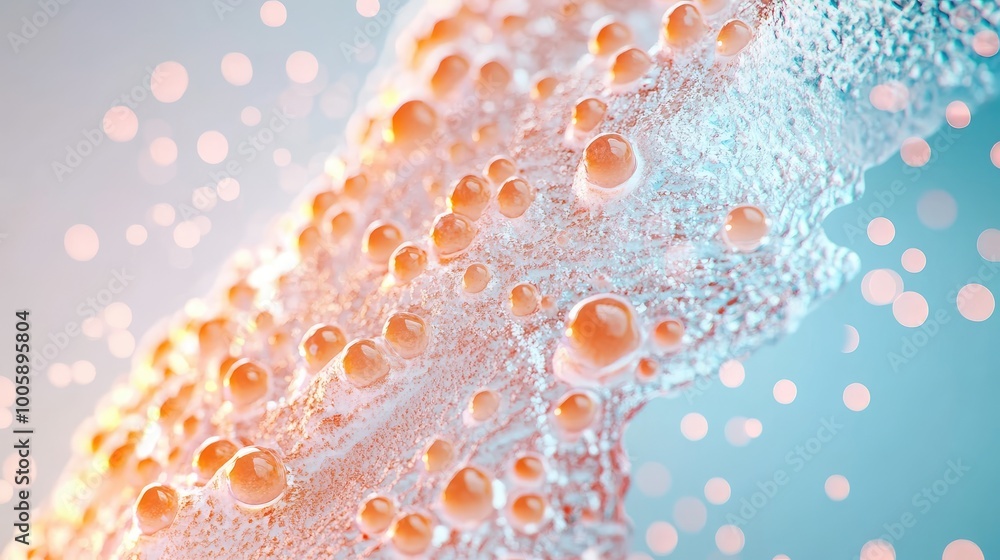Poster a vibrant abstract representation of bubbles and water droplets, showcasing dynamic movement and a s