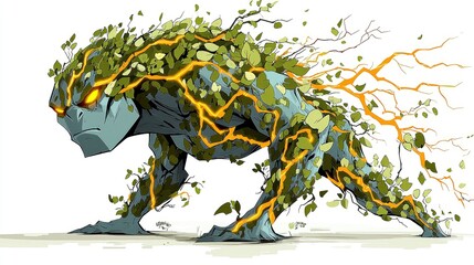 Fototapeta premium Tree Creature with Glowing Veins
