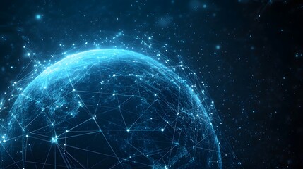 Obraz premium Abstract Blue Globe with Connected Lines and Glowing Points