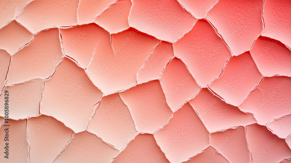 Poster a vibrant close-up view of textured scales in soft pink and coral hues. ideal for backgrounds and ar