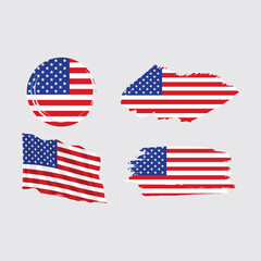 vector set America Flag