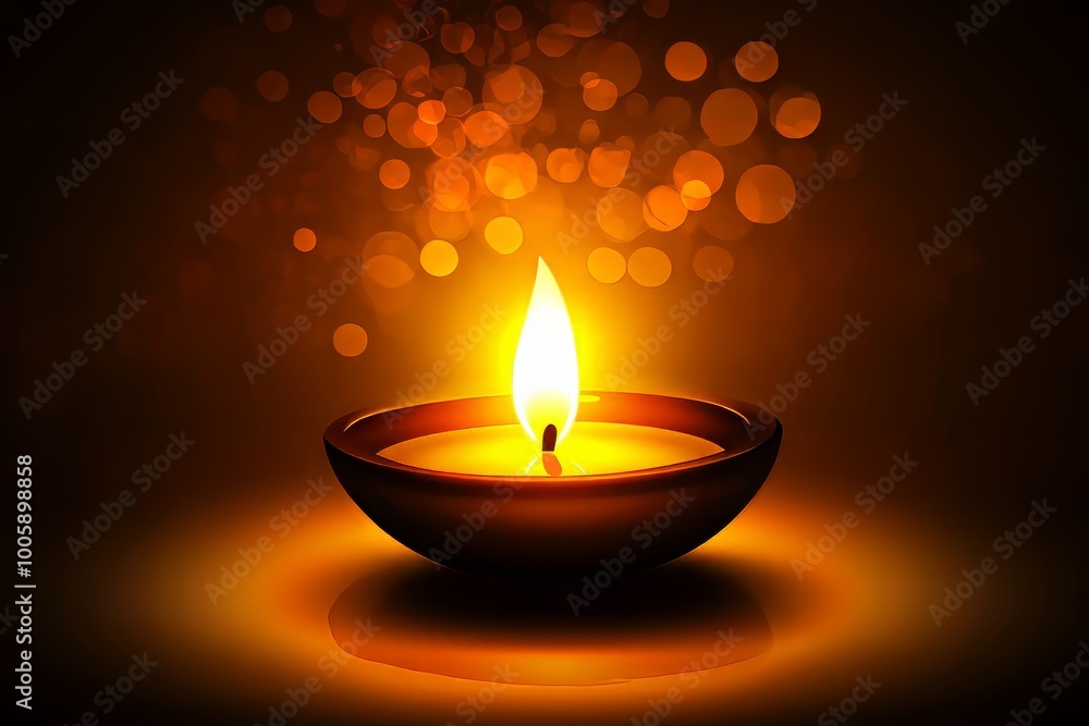 Poster a single candle glowing warmly in a dark room, creating a tranquil and serene atmosphere with a beau