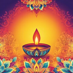 Diwali poster with a bright, colorful design and space for festive greetings.