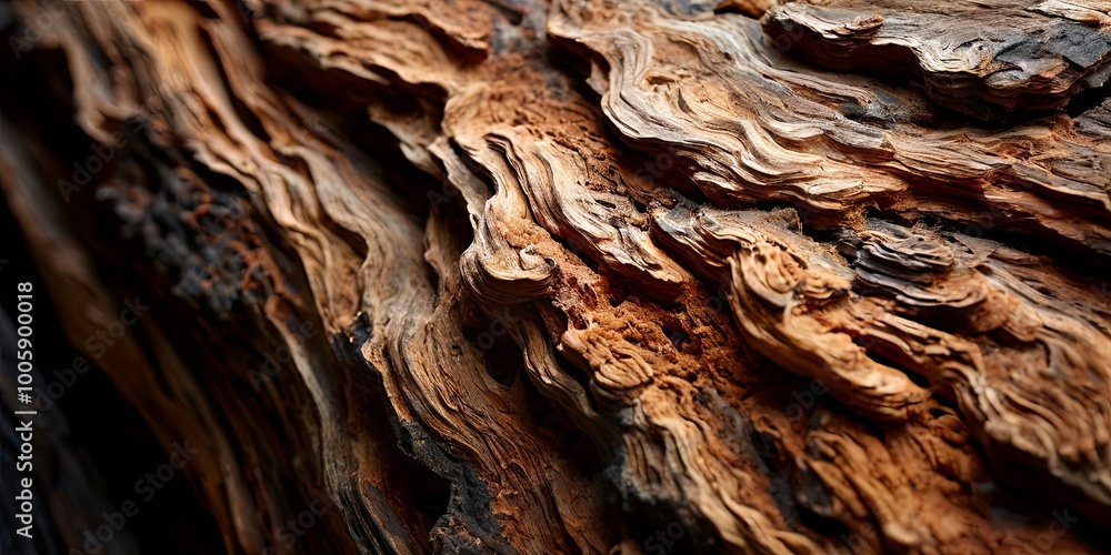 Poster the image is of a piece of wood with a rough texture and a dark brown color