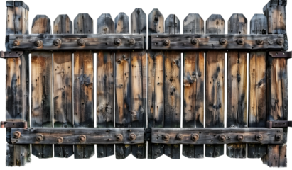 Rustic wooden gate on transparent background
